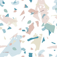 Terrazzo seamless pattern. Blue classic flooring