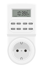 Power socket timer vector illustration.
Vector illustration cartoon flat icon isolated on white background.

