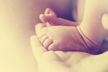 new born foot background in pastel color