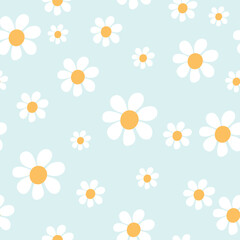 Seamless pattern of daisies. Floral background. Vector illustration. It can be used for wallpapers, wrapping, cards, patterns for clothes and other.