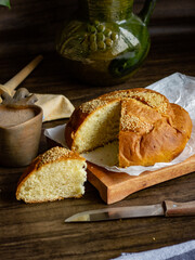 pan de yema y chocolate caliente
