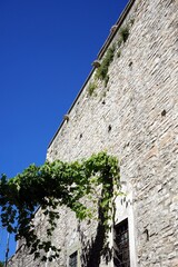 Altes Mauerwerk aus Bruchstein und Naturstein in Beige und Naturfarben der Karawanserei Cinci Han...