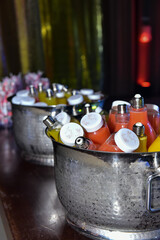 ice bucket, juice bottles, glass bottles, lamp bottles, birthday party, bar
