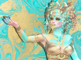 Aphrodite the ancient Greek goddess of sexual love and beauty in our unique digital art, abstract style.  Let her face Grace your next project!