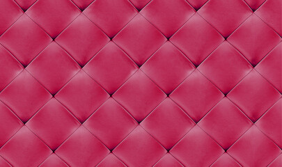 Pink natual leather background for the wall in the room. Interior design, headboards made of artificial leather, leatherette , furniture upholstery. Classic checkered pattern for furniture, headboard