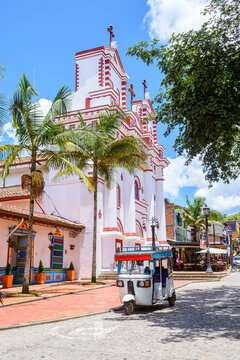 colorful town of guatape in antioquia district, colombia.