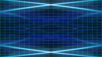 Abstract neon kaleidoscope pattern grid background image.