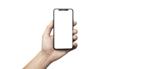 cell phone in hand on a transparent background PNG - easy modification
