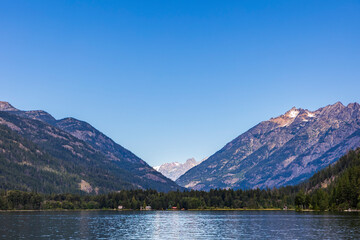 mountain range in Lake Chelan in Washington  during summer.