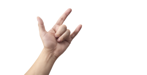Hand gesturing love and rock sign on transparent background PNG