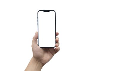 cell phone in hand on a transparent background PNG - easy modification
