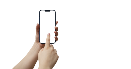 cell phone in a woman's hand on a transparent background PNG - easy modification
