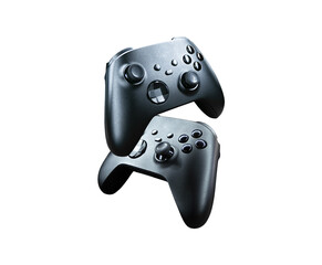2 game controllers floating on a transparent background PNG - obrazy, fototapety, plakaty