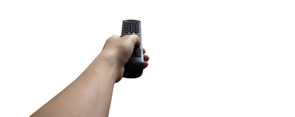 hand holding tv remote control - transparent background PNG