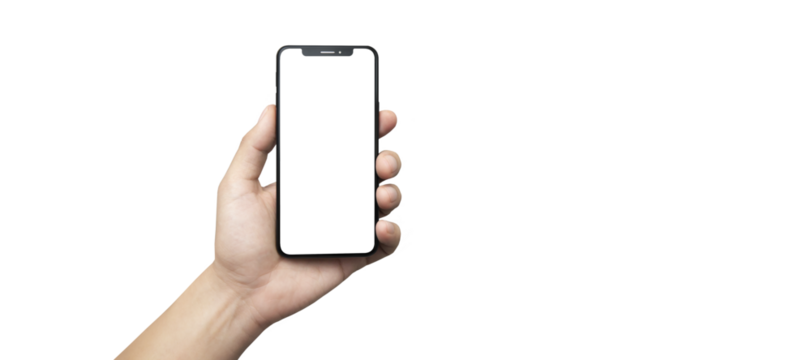 cell phone in hand on a transparent background PNG - easy modification