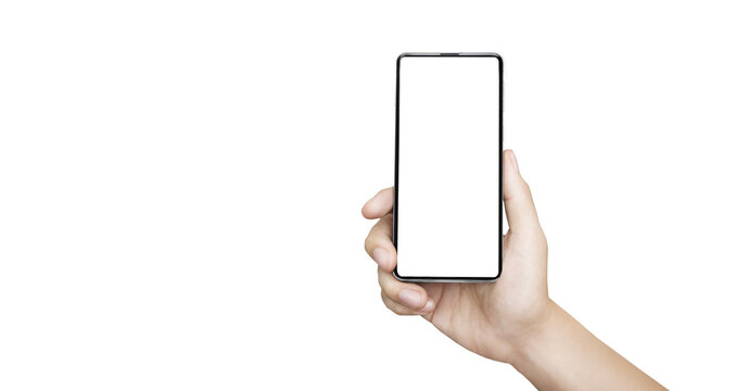 Cell Phone In Hand On A Transparent Background PNG - Easy Modification