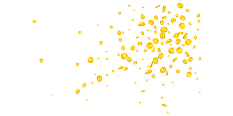 European Union Euro coins falling. Scattered gold