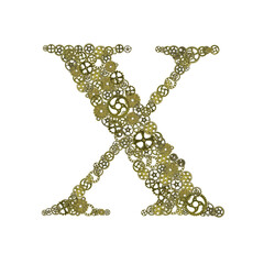 alphabet , gears arrangement shape of alphabet