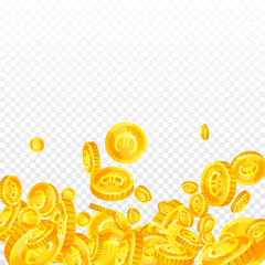 European Union Euro coins falling. Scattered gold