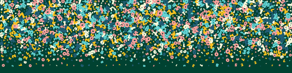 Falling light numbers. Math study concept with flying digits. Emotional back to school mathematics banner on blackboard background. Falling numbers vector illustration.