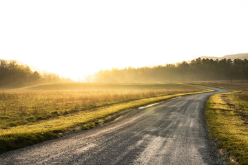 Gravel Road Snakes Through Cades Cove At Sunrise
