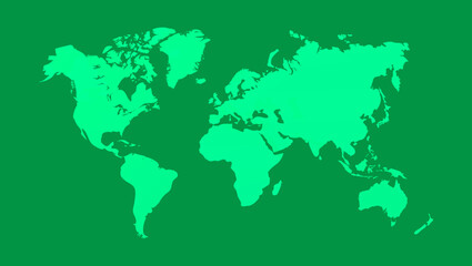 Fototapeta na wymiar World map vector illustration , isolated on green background. Flat Earth. Globe or world map