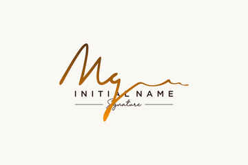 Initial MG signature logo template vector. Hand drawn Calligraphy lettering Vector illustration. - obrazy, fototapety, plakaty