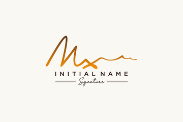 Initial MX signature logo template vector. Hand drawn Calligraphy lettering Vector illustration.