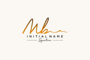 Initial MB signature logo template vector. Hand drawn Calligraphy lettering Vector illustration.