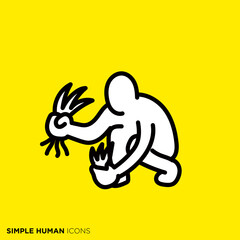 シンプルな人間のアイコンシリーズ　「草むしりをする人」 - obrazy, fototapety, plakaty