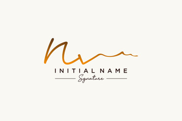 Initial NV signature logo template vector. Hand drawn Calligraphy lettering Vector illustration.