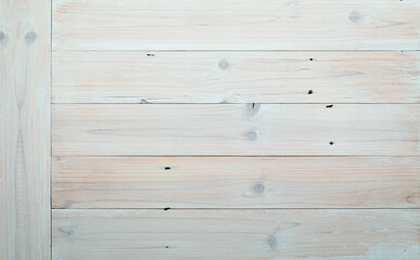 Cool tone wood plank desktop background. High key wood plank texture background.