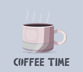 Cup of Fresh Coffee with smoke . Vector Illustration