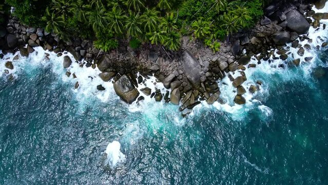 4K ProRes HQ 4:2:2 Nature Video Aerial view landscape of island beach and sea. At Freedom beach, Phuket, Thailand.	