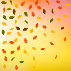 Falling autumn leaves. Red, yellow, green, brown r
