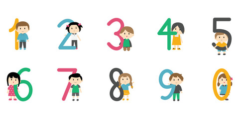 cute kid with numbers clipart element of boys and girls for decoration