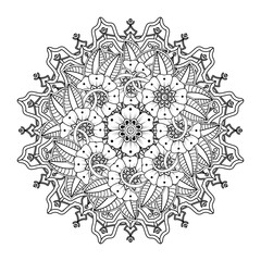 Floral Background with mehndi flower. Decorative ornament in ethnic oriental style, doodle ornament, outline hand draw. Coloring book page.