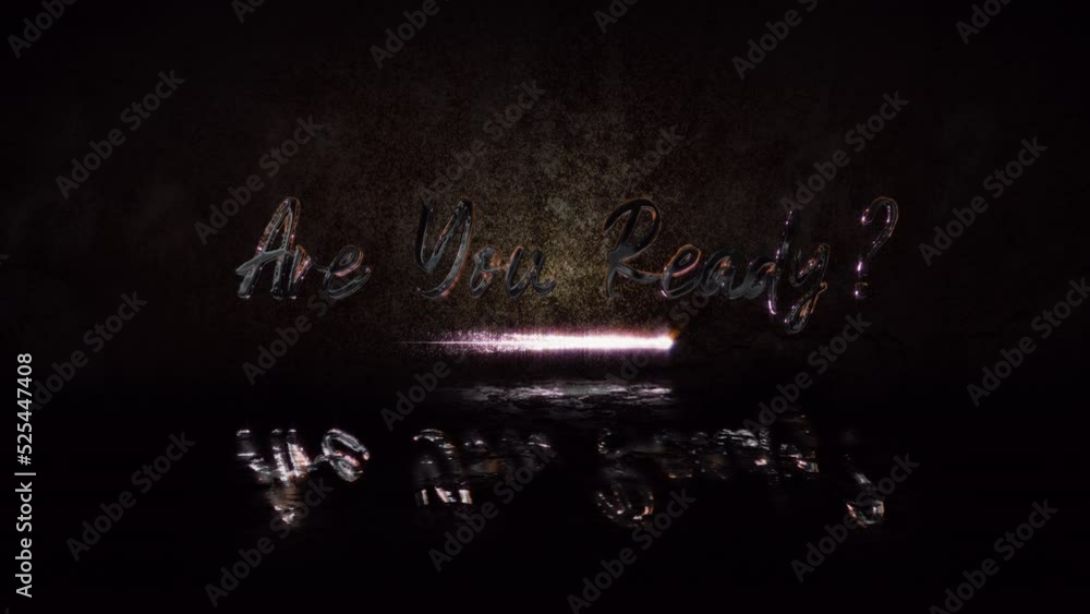 Poster abstract are you ready text neon flash light cinematic title with flare light moving from left side 