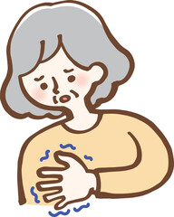  手の震え　しびれ　シニア女性　イラスト
タイトル変更 