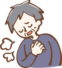 動悸　息切れ　シニア男性　イラスト