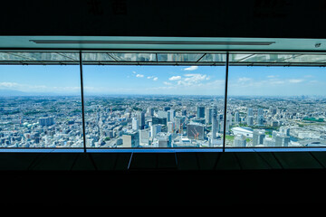 神奈川県横浜市みなとみらいランドマークタワーの展望台からの都市風景