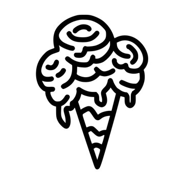 large portion of ice cream cone lineart vector illustration icon design template with doodle hand drawn style