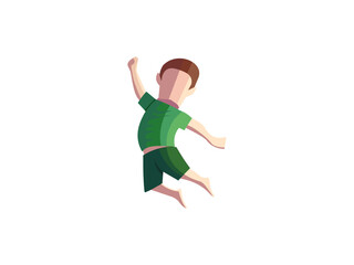 Fototapeta na wymiar passionate jumping healthy man on green shirt