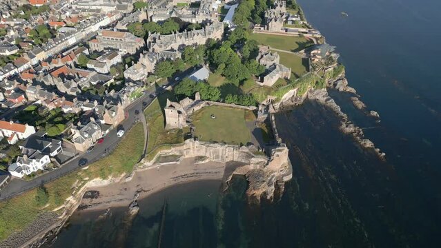 High wide generic view of St Andrews in Scotland UK
