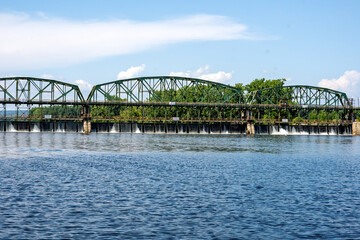 Rotterdam, NY – USA - Aug 5, 2022 Horizontal View of The Movable Dam at Lock 8, a three-span...
