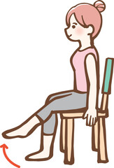 椅子でエクササイズをする女性　イラスト