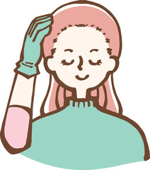 女性　ヘアカラー　カラーリング　髪 　イラスト