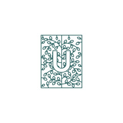 Simple Letter U Logo in Floral Ornament Initial Design Concept