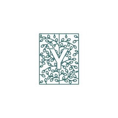 Simple Letter Y Logo in Floral Ornament Initial Design Concept