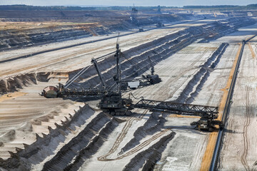 Fototapeta premium Brown coal mining. Large open-pit coal mine in North Rhine–Westphalia